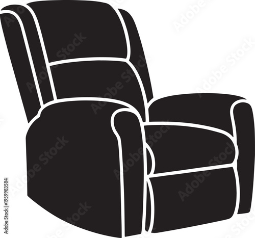 Recliner chair with white outline on plain white background