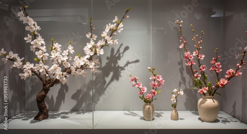 Calm Cherry Blossom Exhibit with Fresh Spring Flower Elements