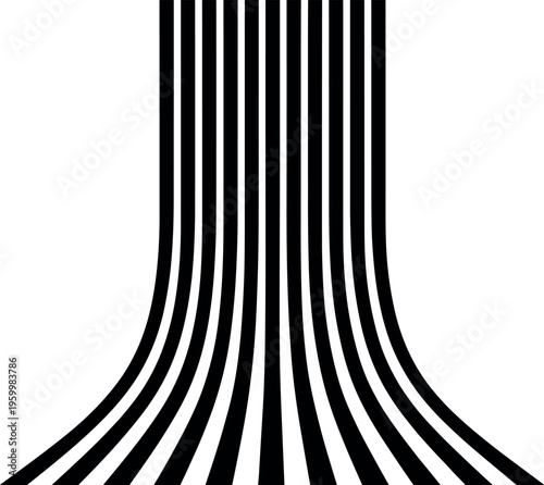 Series of curved black lines converging into a funnel shape at the bottom