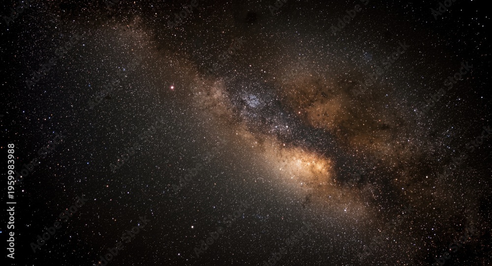 Fototapeta premium Astronomical view of the Milky Way with glowing stars and dust particles
