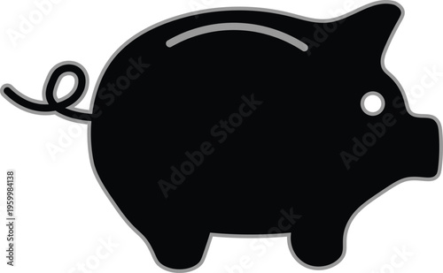 Piggy bank silhouette icon savings money finance concept