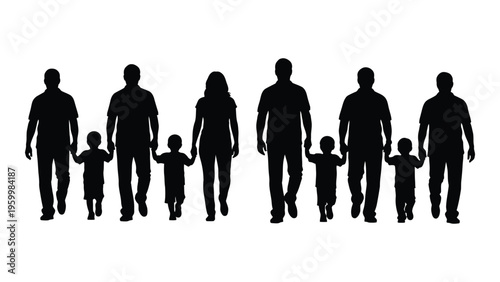 A group of adults and children walking together