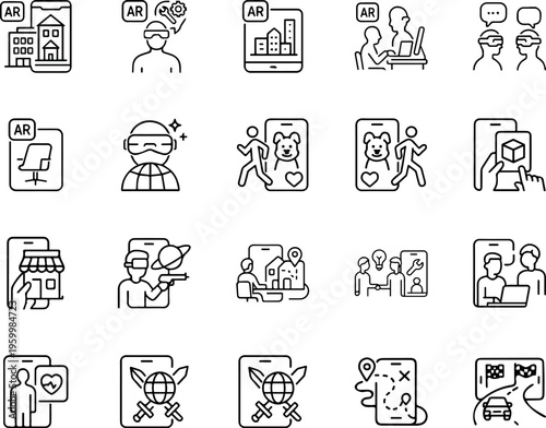 Augmented reality icons for various applications and uses
