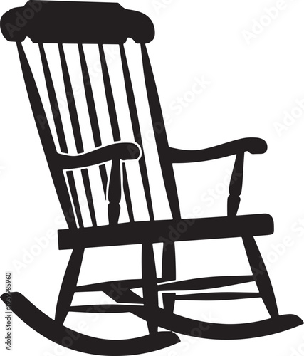 Rocking chair silhouette isolated on transparent background
