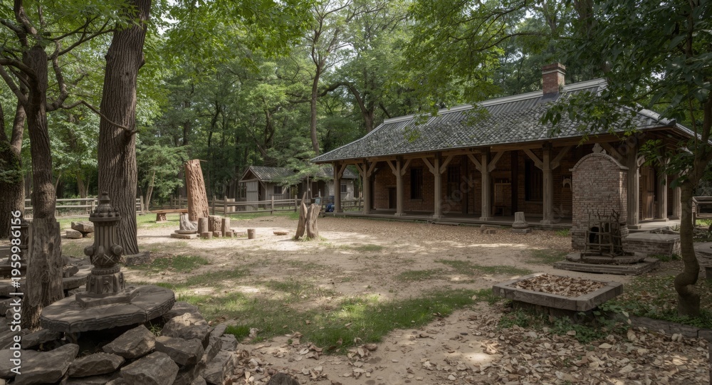 Fototapeta premium Historic area presenting cultural artifacts and a favored travel attraction