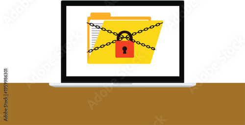 Ransomware icon folder lock laptop data files