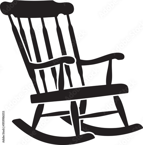 Rocking chair silhouette isolated on transparent background