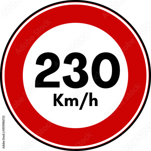 Speed Limit 230 Traffic Sign