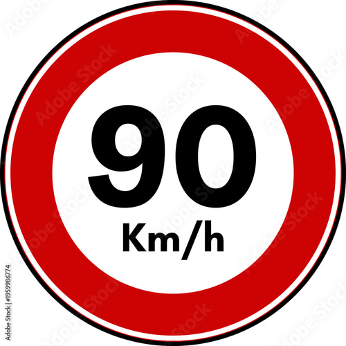 Speed Limit 90 Traffic Sign