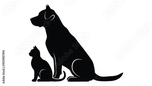 A dog and a cat sitting next to each other