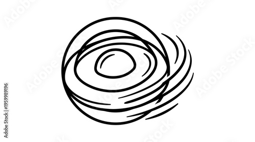 Abstract Swirling Hurricane Icon in Black and White