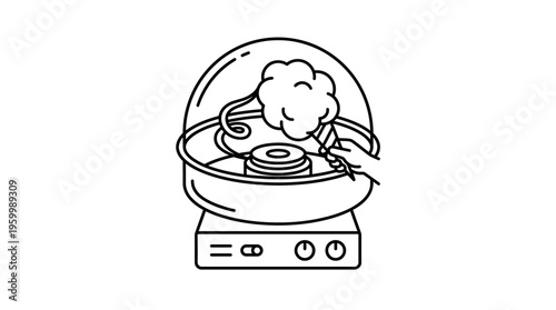 Line Art Cotton Candy Machine Operation
