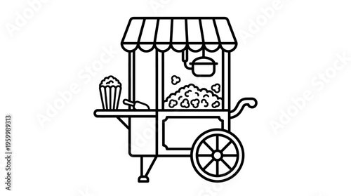 Black and White Popcorn Cart