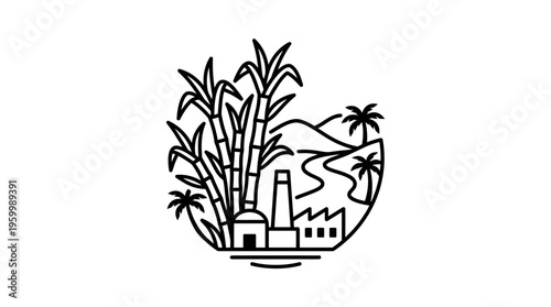 Minimalist Sugarcane Farming Emblem
