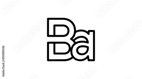Minimalist Black and White 'Ba' Lettering Logo Design