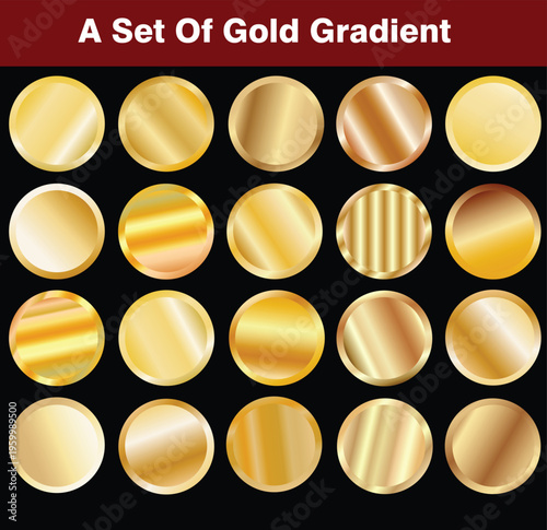 Gold Gradient Circle Vector Bundle - Metallic EPS SVG