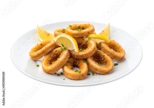 Crispy fried calamari isolated on transparent background isolated on transparent background