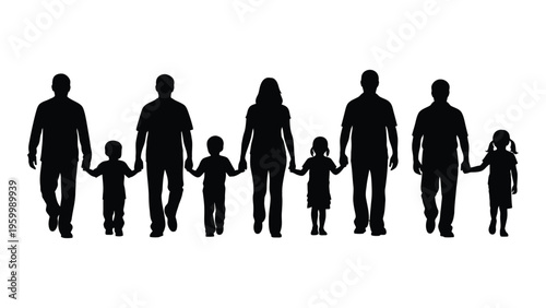 A group of adults and children walking together