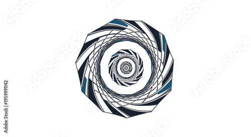 Abstract Spiral Design with Geometric Lines and Circular Elements