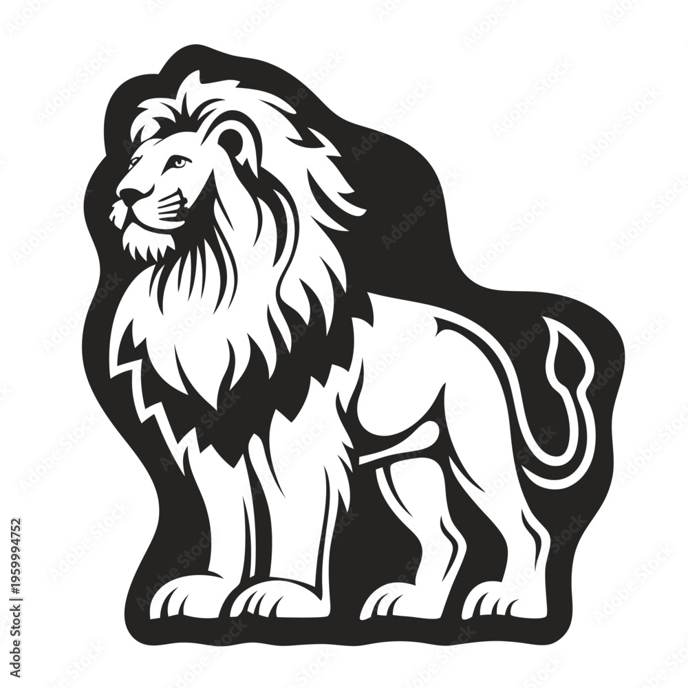 Fototapeta premium Majestic Lion Silhouette Vector Graphic for Emblem or Logo Design