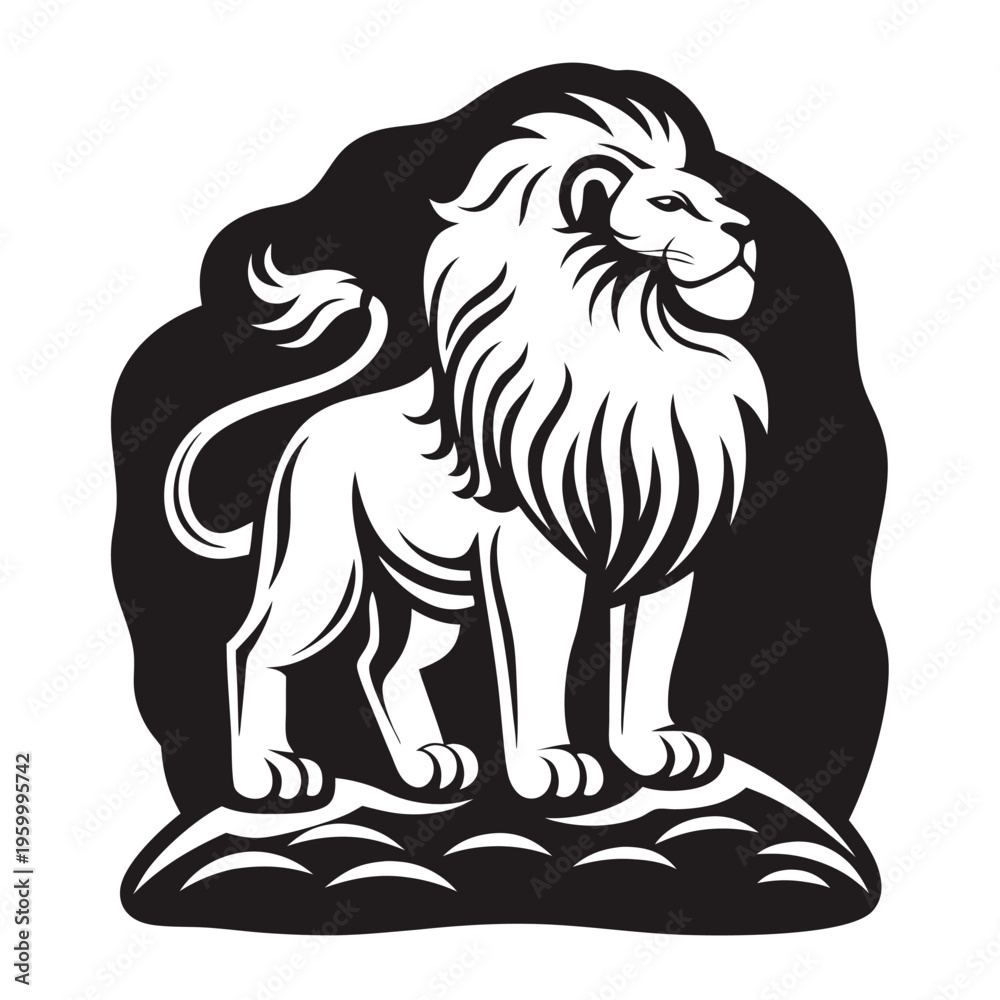 Fototapeta premium Stylized Lion Jumping Silhouette Vector, Athletic Sport Team Mascot Design