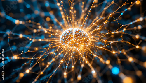 A vibrant and complex network of glowing connections and nodes in a futuristic digital landscape