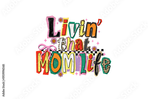  Livin That Mom Life Retro Groovy Mother's Day Leopard Print Sublimation Design