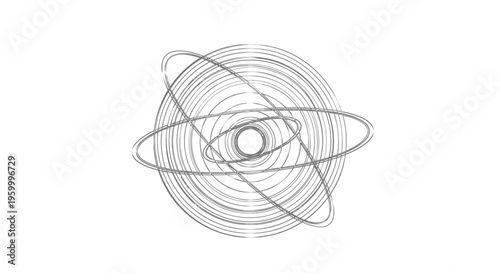 Abstract Spiral Galaxy with Orbital Paths - Conceptual Art