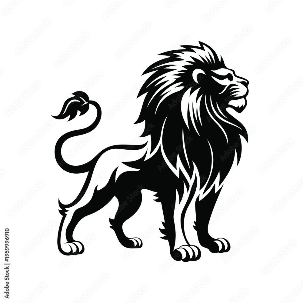 Obraz premium Lion Head Profile Silhouette Icon, Safari Wildlife Branding Element