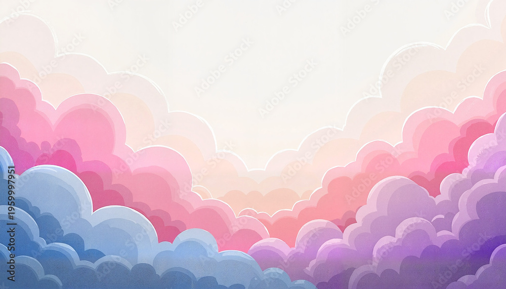 Fototapeta premium Colorful clouds in a dreamy pastel sky 