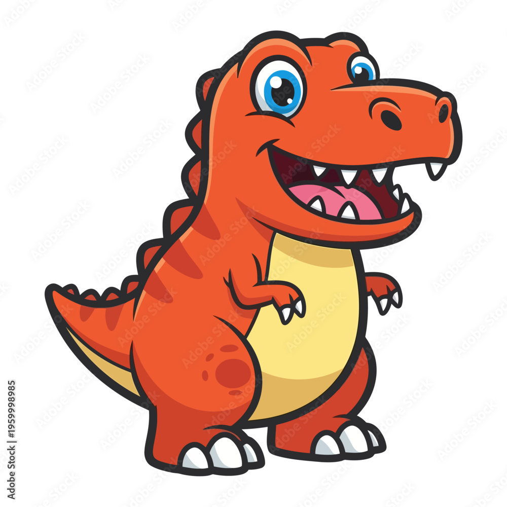Fototapeta premium Smiling Cartoon Dinosaur Character Illustration.