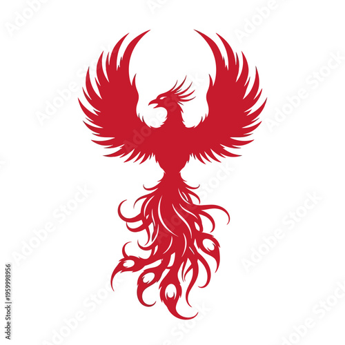 Red Phoenix Bird Mythical Creature.