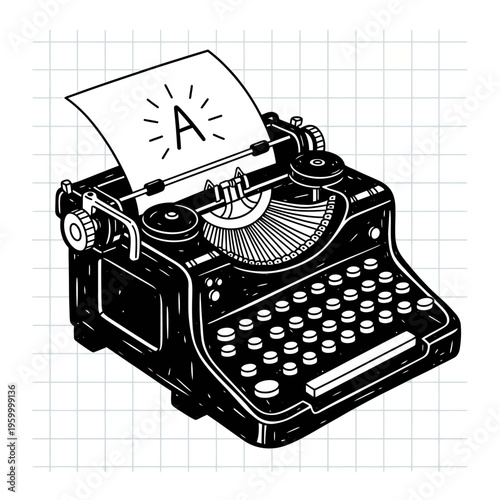 Vintage Typewriter with Paper Inserted.