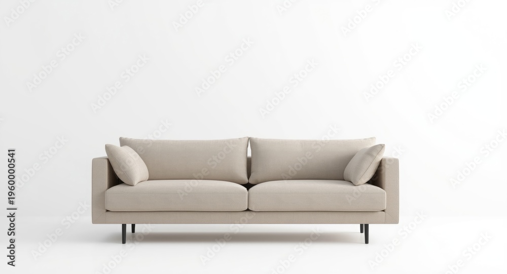 Fototapeta premium Modern stylish lounge area with a sofa in front of a clean white background