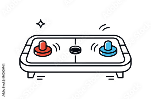 Leisure entertainment and friendly competition during recreational breaks that help relieve stress and strengthen social interaction in modern lifestyles, a simple air hockey table