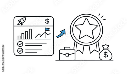 Startup performance tracking workflow aimed at monitoring key milestones and securing investment opportunities during development phases, a compact dashboard panel combined with a