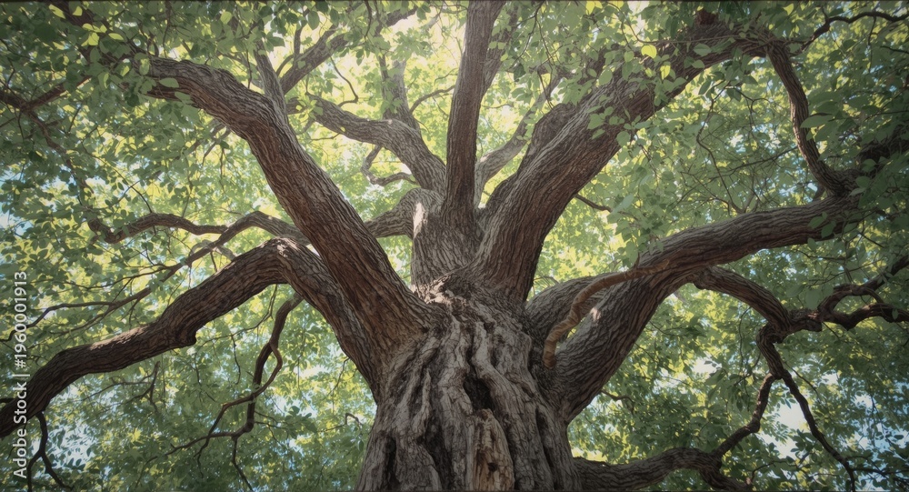 Fototapeta premium Large tree oil artwork showcasing thick leafy branches