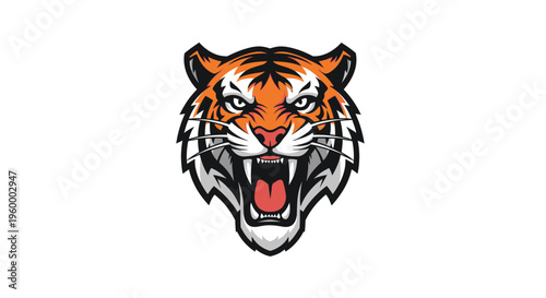 Aggressive Tiger Head Mascot Design - Fierce Feline Strength