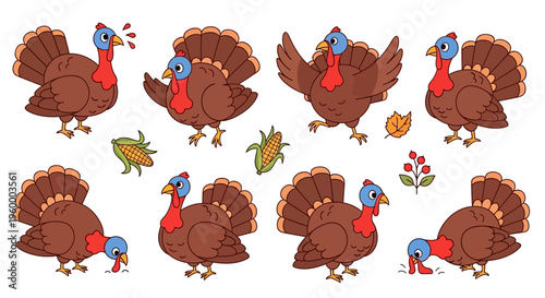 Cartoon Turkeys and Fowl Collection.