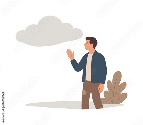 Weather and climate concept illustrating the presence of fog clouds as a natural phenomenon influencing visibility and atmosphere in an outdoor setting, with a clean scene of a