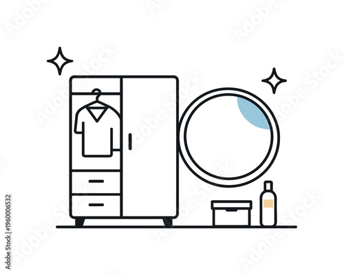 Home styling decision process in a design conscious context aimed at selecting furniture that enhances spatial clarity and functional beauty in personal living areas, a compact