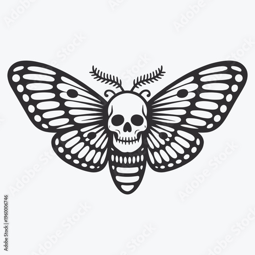 Death Head Moth Geo SVG, Deaths Head Hawkmoth, Skull Moth Svg, halloween Svg, gothic witchy Svg