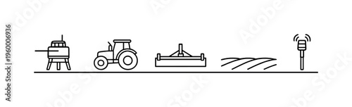 Laser land leveling technology and precision grading for improved irrigation efficiency and uniform field surface in agricultural land preparation, laser level device, tractor