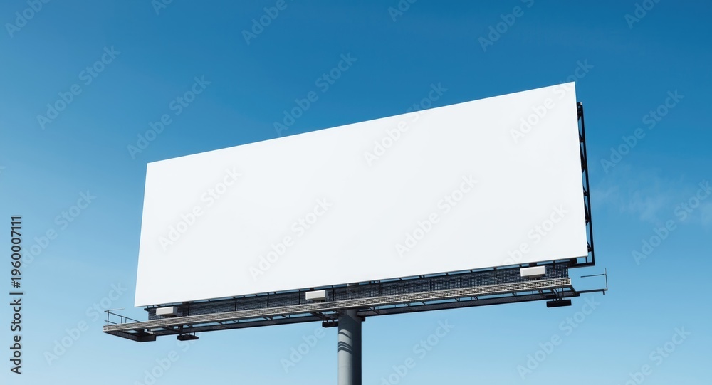 Obraz premium large white screen billboard positioned against bright blue sky background