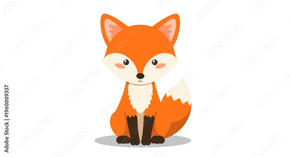 Obraz premium Simple and colorful cartoon fox graphic with flat fills