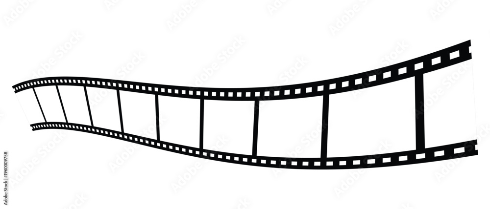 Fototapeta premium Film strip icon. Photography symbol, cinematic design, vintage media, and movie reel concept. Camera negative frame for photo and video editing. Vector illustration.