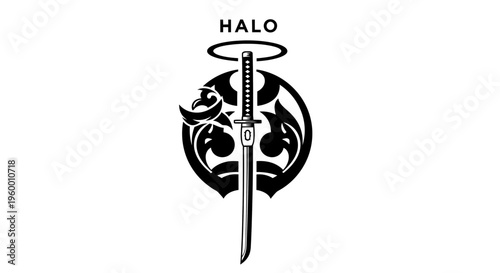 Ancient Warrior Symbol with Blade and Circular Design