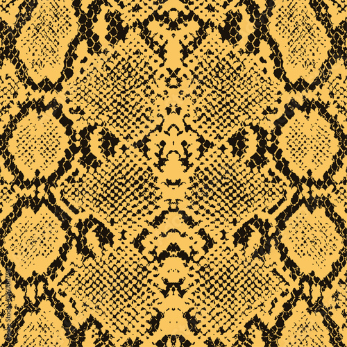 Seamless Snake Skin Vector Pattern in Warm Beige and Black