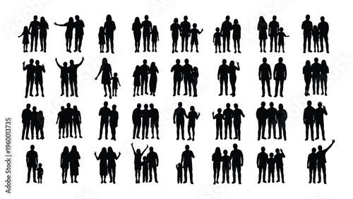 Collection of people in various poses and actions