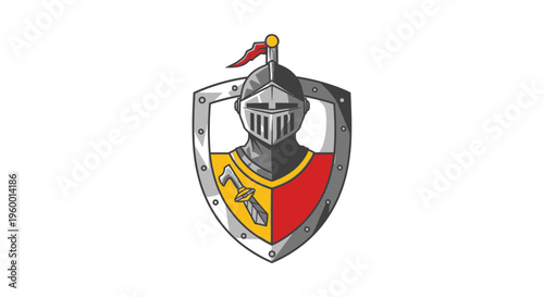 Medieval Knight Shield Emblem - Courageous Warrior Symbol